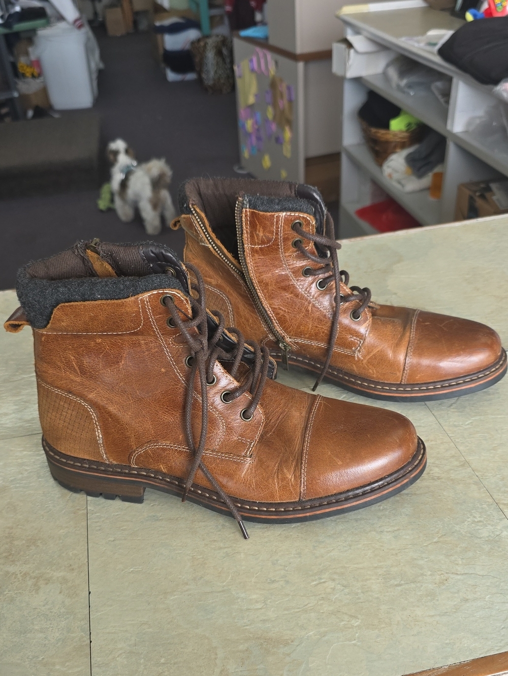 Crevo Brown Leather Lace-Up Ankle Boots